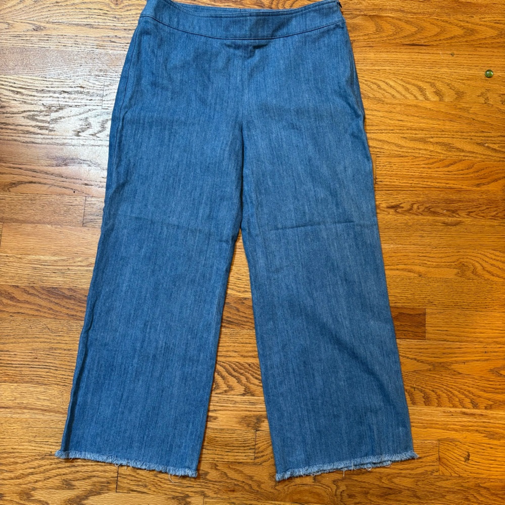 Akris Punto Women's Blue Wide-Leg cropped jeans, NWOT size 8
